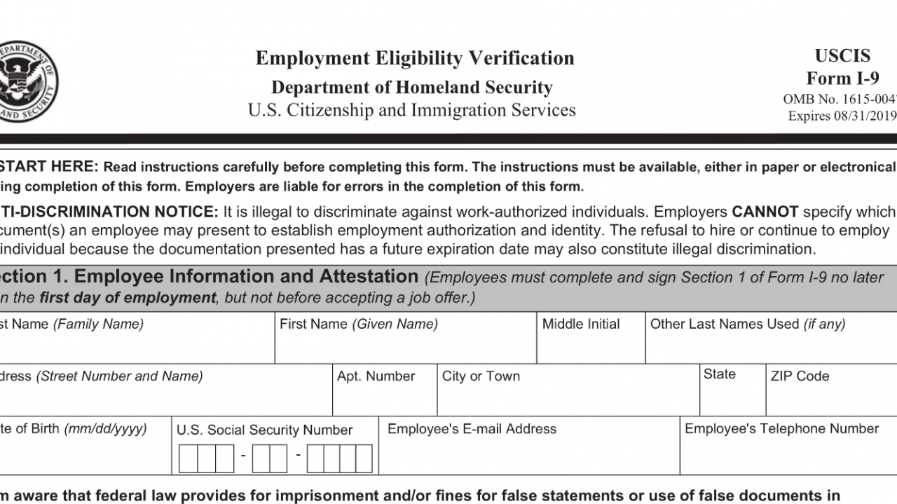 New version of Federal Form I-9 is now mandatory